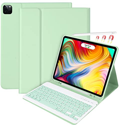 iPad Pro 12.9 Inch Case with Keyboard for iPad 12.9 Inch 4th/5th/3rd Generation 2020/2021/2018 with Smart Magic Wireless Keyboard, Built-in Pen Holder, Sleep/Wake Function