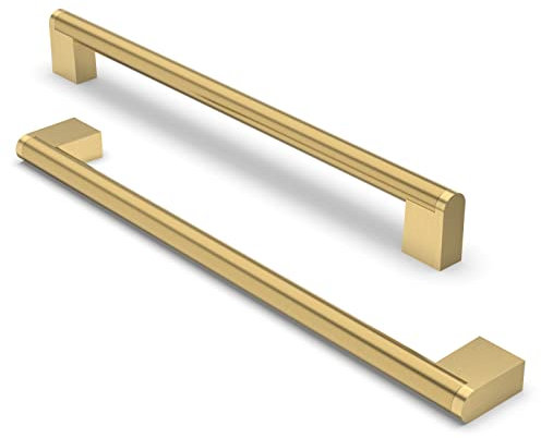 FURNIWARE 10 piezas manija de gabinete, distancia de orificio de 256 mm, manijas de muebles de acero inoxidable, tiradores de armario, manija de gabinete de cocina,latón cepillado