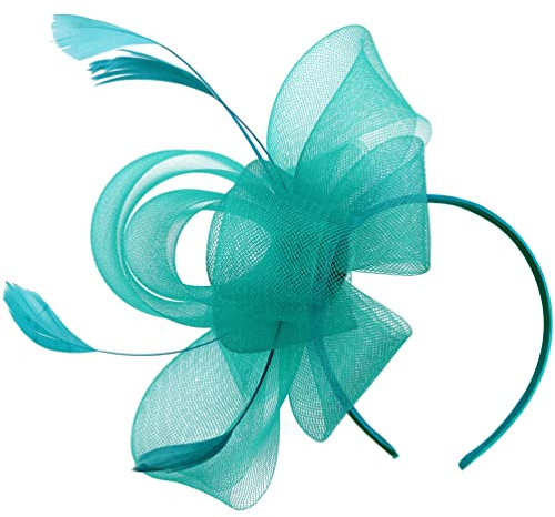 KALLORY Fascinator Haarspange Blumenschleier Stirnband Cocktail Tea Party Stirnband Flapper Kopfschmuck Fascinator Hut Clip Cocktail Hochzeit Party Haarschmuck Für Damen Türkis