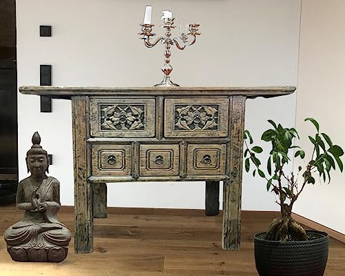 OPIUM OUTLET Konsole Konsolentisch Telefon-Tisch Kommode Sideboard Möbel Holz Antik Vintage asiatisch chinesisch orientalisch Schubfächer
