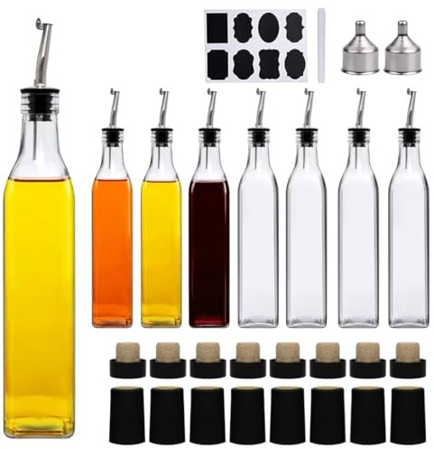 Salzesfalls 8Pcs 17oz Olive Oil Dispenser Bottle, Oil Dispenser for Kitchen