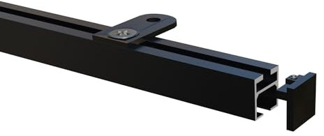 Gardineum - 4.00 m (2 x 2.00 m + Verbinder) - eckige 20 x 20 Innenlaufschiene mit Deckenträger, schwarz