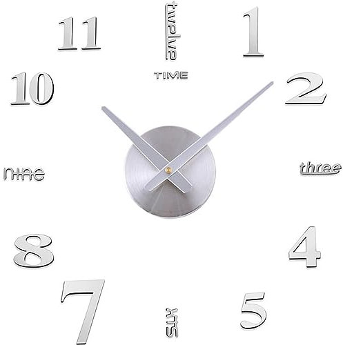 Yuehuamech Mute DIY reloj de pared sin marco grande moderno espejo 3D calcomanía de metal relojes grandes silencioso reloj adhesivo de pared para el hogar, oficina, cocina, dormitorio, sala de estar,
