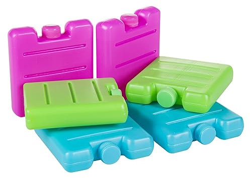 Albert Austin Pack of 6 Multicolour Freezer Blocks Mini Reusable Ice Blocks for Cool Bags Space Saving Freezer Packs Cooler Bag Ice Packs for Kids Lunch Boxes Outdoor Travel Camping Picnic Hiking