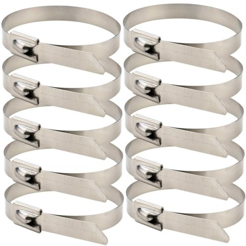 FELTECHELECTR 100pcs Stainless Steel Tie Metal Zip Ties for Cord Management Adhesive Hook Straps Self-Locking Reusable for Home Repair Automotive