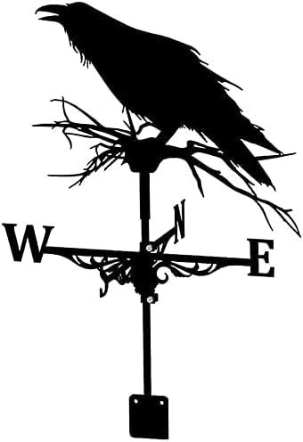 LYDSB Girouette, Support de Toit de girouette de Ferme, kit de Direction du Vent, girouette de Jardin en Fer, girouette de Support en métal extérieur, Style Corbeau