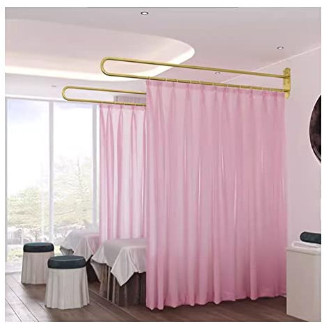 Raumteiler, halbtransparente Vorhänge, wandmontierte U-förmige Schienenstange, für Schlafzimmertrennwand, Schönheitssalon, Einkaufszentrum, Salon, Lounge-Trennvorhang, Farbe: