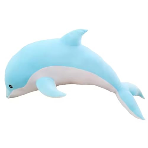 Tikwisdom Plüschtier-Delphin,Delphin Plüschkissen,Superweiche Puppe,Meerestier Plüschspielzeug Kinder Schlafkissen Geschenk. (Blau 50cm lang)