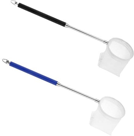 2 Stück Kescher Aquarium Garnelennetz 5cm Tiny Tank Net Fischnetz mit Ausziehbarem Edelstahlgriff Weiches Feines Netz Mesh für Garnelen Fisch Lebensmittel Rückstände Schmutz Skimming Net für Aquarien
