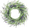 Oairse 24inch Artificial Lavender Wreath Spring Summer Wreaths for Front Door Faux Flower Wreath for Home Wedding Farmhouse Mantle Bedroom Kitchen Backdrop Decor
