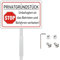 Privatgrundstück Schild mit Pfosten Metall Reflektierend 20x30 cm, Privatgrundstück Betreten und Befahren Verboten Schild Aluminium UV-beständig, Wasserfest, Rostfrei, mit Bohrlöcher