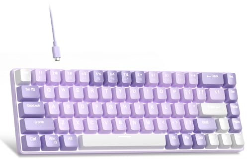 MageGee Portable 60% Gaming Mechanical Keyboard, Minimalist MK-Box RGB Backlit Compact 68 Keys Wired Office Keyboard with Red Switch for Windows Laptop PC Mac Convenient(Purple)