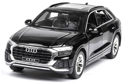 1 24 Für Audi Q8 SUV Automodell Maßstabmodell Mit Licht Autosammlung Spielzeuggeschenk Druckgussmodelle Motorfahrzeuge(Schwarz)