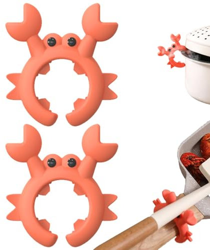 Support de cuillère de crabe 2PCS pour pot, repos à la cuillère en silicone, support de cuillère de cuisson non glissante réglable, repos ustensile en silicone réutilisable pour bouil