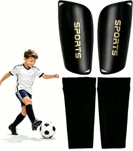 Benskydd barn fotboll 4 stycken benskydd stort skyddar skenben och fotled, shin Pads, lämpliga för fotbollsträning och tävlingar, Taekwondo etc