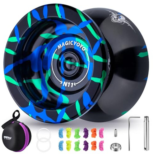 MAGICYOYO JoJo N11 Professionelles Nicht Reaktionsfreudiges YoYo, 2-in-1 JoJo für Kinder, Anfänger, Erwachsene, Trick-Yo Yo mit reaktionsfreudigem Lager, inklusive Zubehör