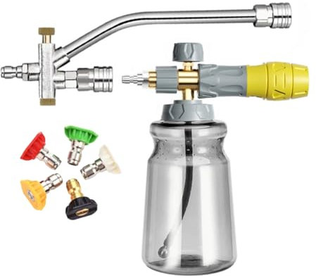 Gosera Foam-Cannon with 5 Pressure Washer Sprayer Nozzles, Foam-Cannon Dual Connector Accessory,1/4 Inch Quick Connect A