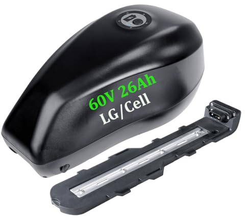 (LG/Cell) Super Tank Ebike Battery 48V 35Ah 52V 31.2Ah 60V 24Ah - Battery with Charger BMS and Holder (60V 26Ah/LG/Cell)