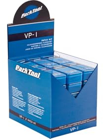 Park Tool VP-1 Vulkanisierende Flicken - Selbstvulkanisierende Fahrrad-Reifenflicken mit Schleifpapier - 6 Flexible Flicken für kleine und breite Löcher - Reparaturset Display-Box mit 36 Sets