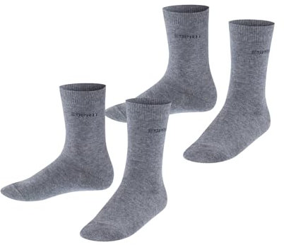 ESPRIT Unisex Kinder Socken Foot Logo Multipack K So Baumwolle einfarbig 2 Paar, Grau Light Grey Melange 3390, 27-30