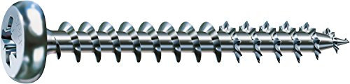 SPAX Universalschraube, 4,5 x 16 mm, 1000 Stück, Kreuzschlitz Z2, Halbrundkopf, Vollgewinde, 4CUT, WIROX A3J, 0231010450165
