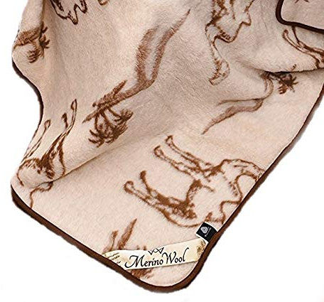 Merino Wool Decke für King-Size-Betten, 100 % Wolle, 200 x 200 cm, Camel