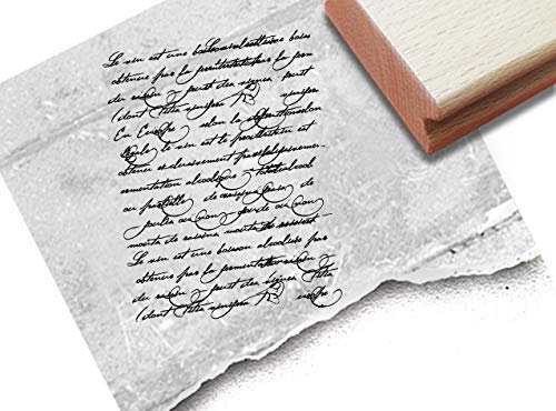 Stempel XL Textstempel Vintage Écriture IV mit alter Handschrift - Schriftstempel Scrapbook Artjournal Kunst Retro Shabby chic Deko - zAcheR-fineT