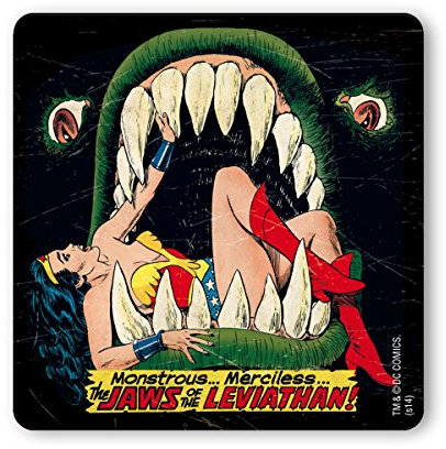 Logoshirt® DC Comics I Wonder Woman I Jaws I Untersetzer | Kork | 10x10cm | langlebiger Druck | Lizenziertes Originaldesign