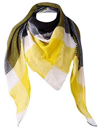 YEBIRAL Damen Schal Kariert übergroßer Frauen Tücher Halstuch Dreieck Schal(Gelb)