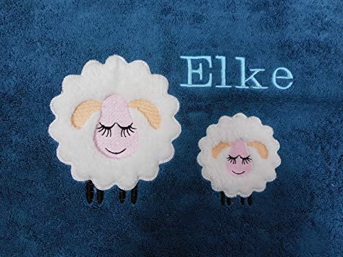 pinkeSterne ☆ Handtuch Duschtuch Bestickt Mit Motiv Personalisiert Schaf Handmade