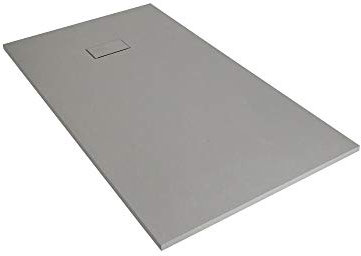 Milano Rasa Light Grey Low Profile Rectangular Textured Slate Effect Shower Tray - 1800mm x 900mm