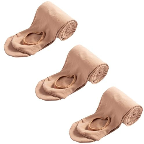 MANZI 3 Paar Balettstrumpfhose Mädchen Damen Basic Cabrio Ballett Tanz Strumpfhosen mit Fersenloch Kinder,Erwachsene 40 den,Hautfarben,Small(Age 4-6)