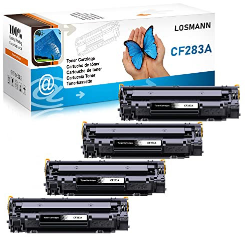 LOSMANN 4 Schwarz Toner Kompatibel für HP CF283A 83A für HP LaserJet Pro MFP M201n M202dw M202n M225dn M225dw M225rdn M226dn M226dw M125a M125nw M125rnw M126a M126nw M127fn M127fp M127fw M128fn M128fp