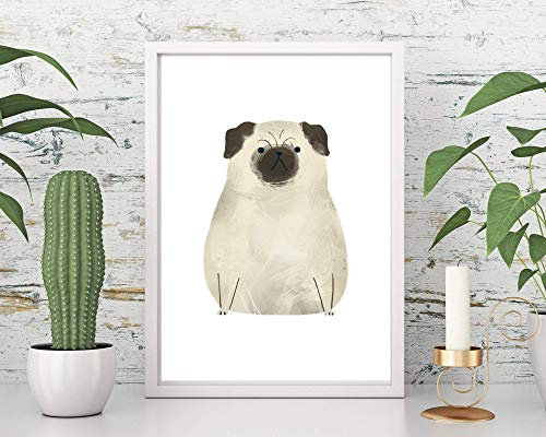 Din A4 Kunstdruck ungerahmt Hund Mops Pug Grafik Hunderasse Druck Poster Bild