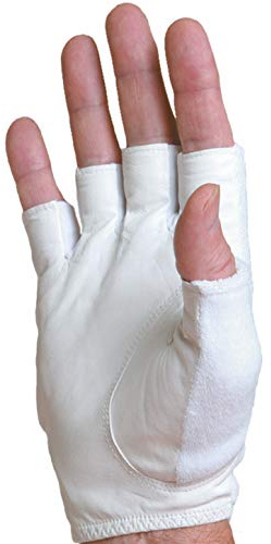 Tourna Sports Tennis and Pickleball Glove - Ladies Half Finger, White, Model: TGH-L-M-R, Medium