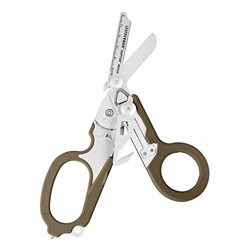 LEATHERMAN - Raptor Rescue, Multifunktionsschere für Rettungskräfte, mit Gurt- und Ringschneider, Glasbrecher, Braun mit Utility Holster