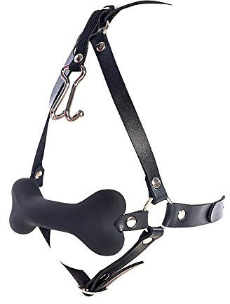 Damen Cosplay Hund Knochen Nase Haken Spielzeug Leder Schwarz