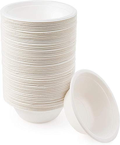 100Pack 350ml Disposable Sugarcane Bowls - Leak-Proof & Heat-Resistant, Biodegradable Compostable Soup Bowls, Perfect for Soup, Salad, Rice, BBQ, Picnics, Alternative to Plastic