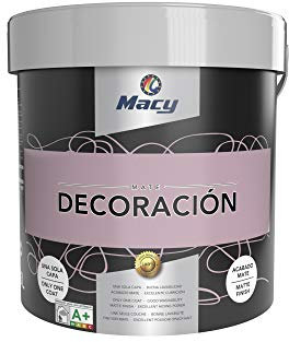 Macy Pintura Plástica Mate Decoración Interiores Excelente Cubrición, Acabado Perfecto. Color Malva. 15 Litros