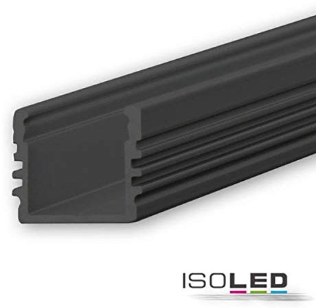ISOLED LED-Aufbauprofil SURF12 Schwarz, 200cm, Für max. 12mm LED-Streifen