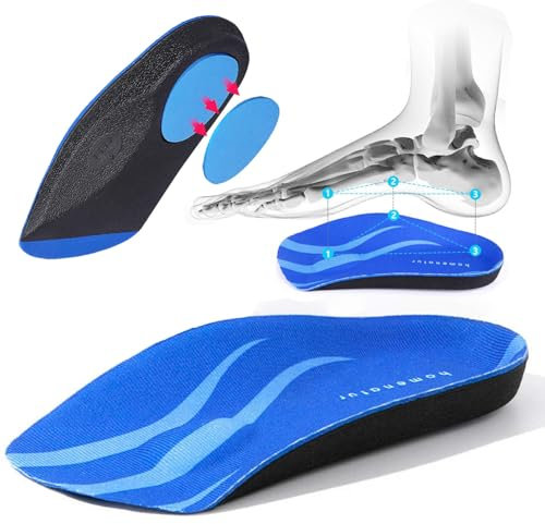 HOMENATUR Solette Ortopediche Fascite Plantare – Plantare Piede Piatto e Cavo – Media Solette Scarpe Uomo Donna – Supporto Arco – Plantari Alleviare Dolore Tallone (S 35-37)