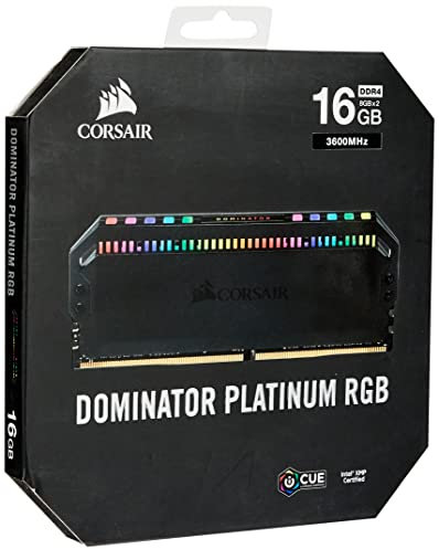 Kit di memoria desktop CORSAIR DOMINATOR PLATINUM RGB 16GB (2x8GB) DDR4 3600 (PC4-28800) C18 1.35V ottimizzaro per AMD, Nero
