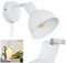 Applique murale Caney en métal blanc et chromé, élégant spot orientable design idéal dans un salon moderne, avec interrupteur sur le câble, pour 1 ampoule E27, ampoule(s) non incluse(s)