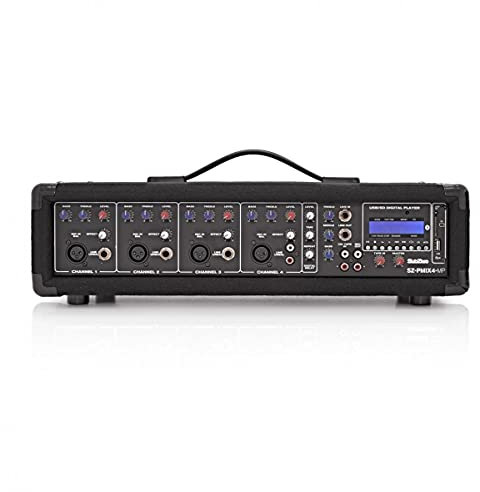 SubZero 4 Channel Powered PA Mixer Amp with Bluetooth Media Player