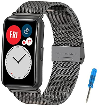MIJOBS Cinturino di Ricambio in Metallo Compatibile con Huawei Watch Fit & Huawei Watch Fit Elegant & Huawei Watch Fit New Cinturino in Acciaio Inossidabile per Orologio Huawei Watch Fit