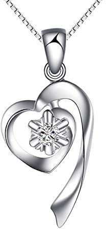 Mesnt Halskette Damen Herz, Ketten Für Mädchen, PT950 Platin Ketten mit Hohles Herz Elegant Schmuck Geschenke für Damen
