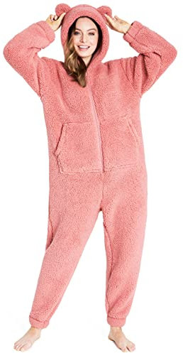 CityComfort Combinaison Pyjama Femme en Polaire Peluche (as4, Alpha, l, Regular, Regular, Rose Ancien)