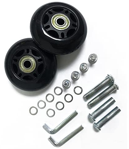 LOTOWELZON 1Paar Schwarz Mute Gepäck-Ersatzrollen 80mm Dicke 24mm mit 8mm Kugellagern Ersatzteile Reparatur-Kits ABEC 608zz für Trolley Samsonite Hartschalenkoffer Rollen (OD80*W24mm/3.15*0.94'')