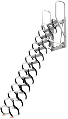 OLOTU Wall Mounted Folding Ladder Pull Down Attic Stairs Retractable Attic Ladder Loft Ladder Attic Steps with Armrests Load 1102lb