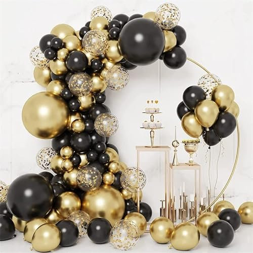 Luftballon Girlande Gold Schwarz Ballon Girlande Schwarz Gold - Aapxi 134 Stück Luftballons schwarz gold Konfetti - Luftballons Geburstag Gold Schwarz Mann Luftballons Schwarz Gold